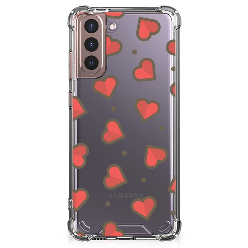 Samsung Galaxy S21 Plus Doorzichtige Silicone Hoesje Hearts B2C Telecom