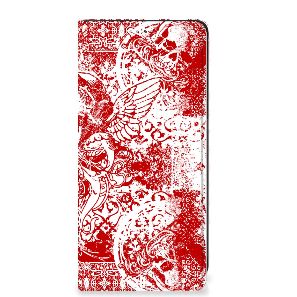 Mobiel BookCase Xiaomi Redmi Note 11/11S Angel Skull Rood