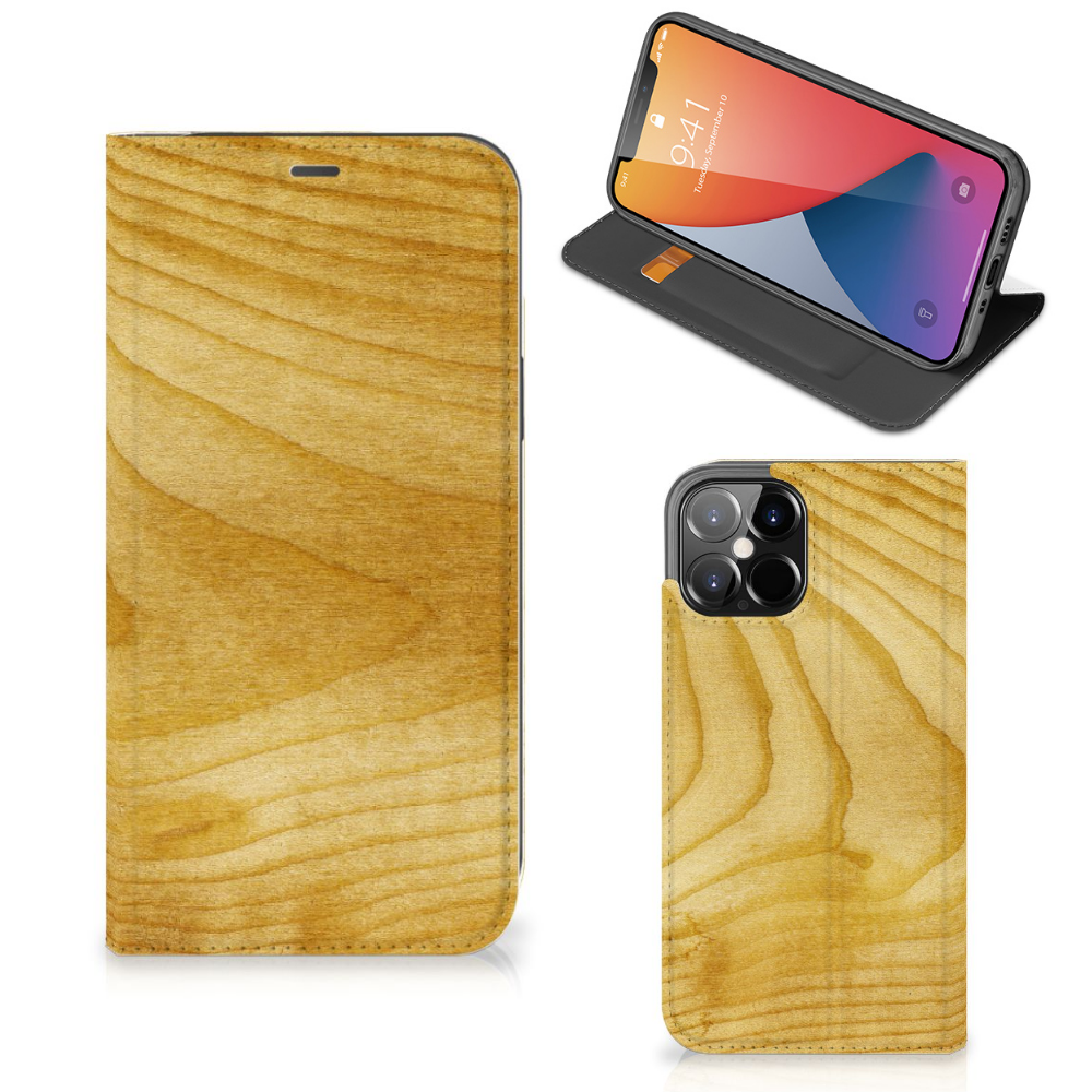 iPhone 12 Pro Max Book Wallet Case Licht Hout - B2C Telecom