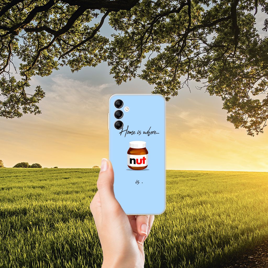 Samsung Galaxy A14 5G Siliconen Case Nut Home met illustraties in een natuurlijke omgeving.