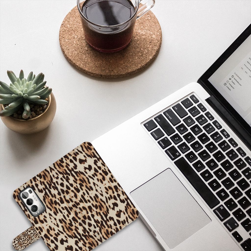 OPPO Find X3 Neo 5G Telefoonhoesje met Pasjes Leopard