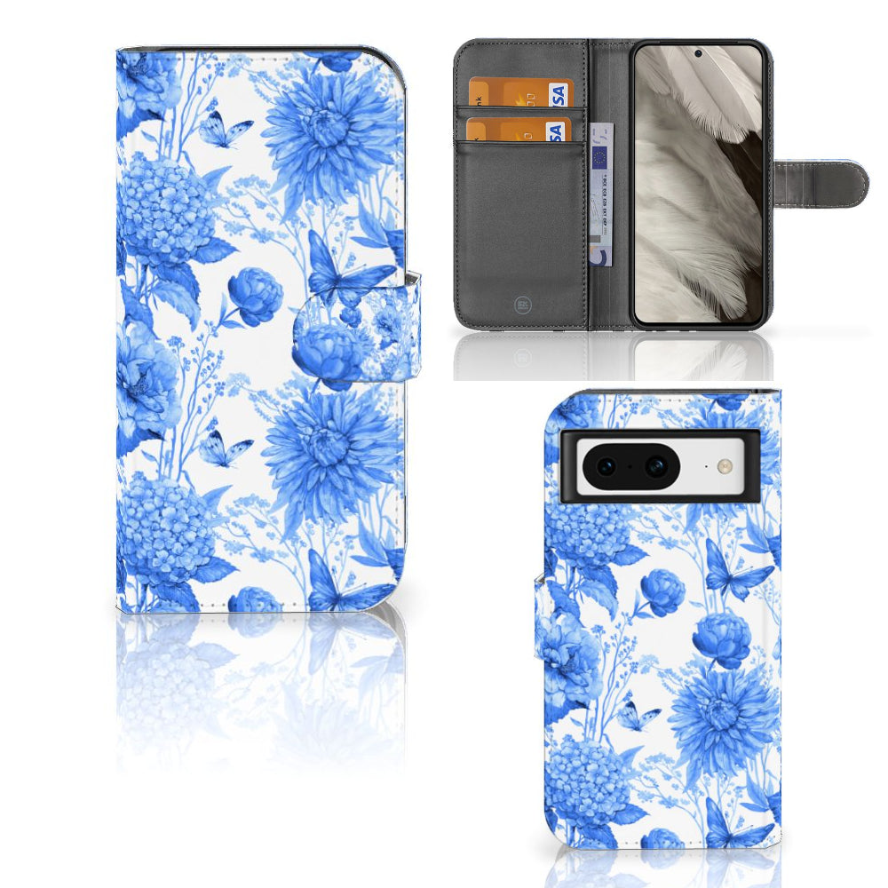 Hoesje voor Google Pixel 8 Flowers Blue