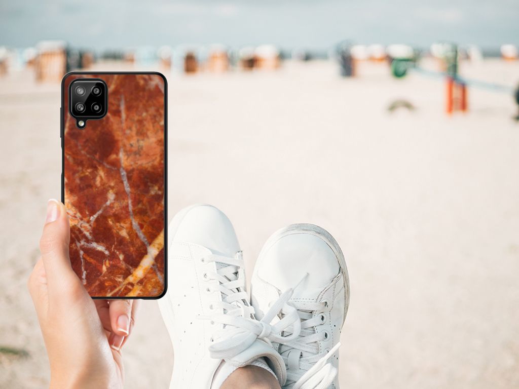 Samsung Galaxy A12 Marmeren Print Telefoonhoesje Marmer Bruin B2C Telecom