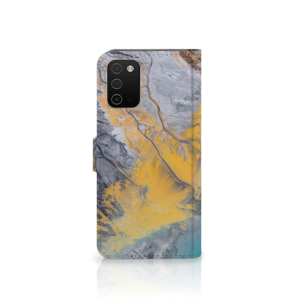 Samsung Galaxy A03s Bookcase Marble Blue Gold