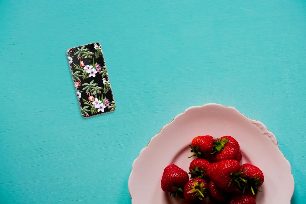 Huawei P10 Lite TPU Hoesje Flamingo Palms