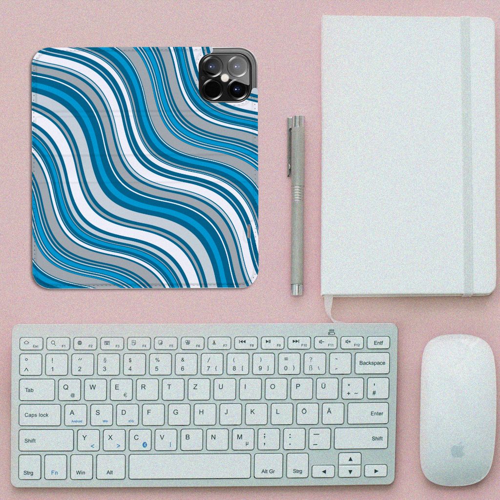 iPhone 12 Pro Max Hoesje met Magneet Waves Blue - B2C Telecom