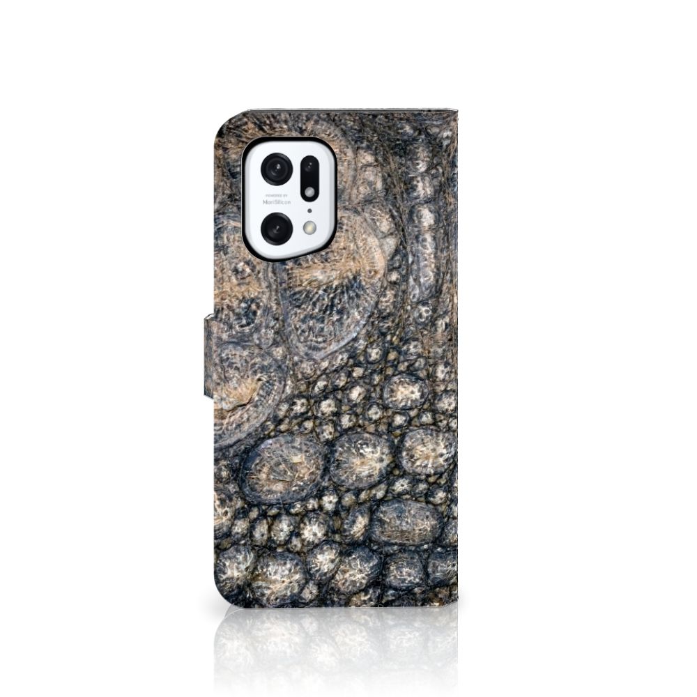 OPPO Find X5 Pro Telefoonhoesje met Pasjes Krokodillenprint