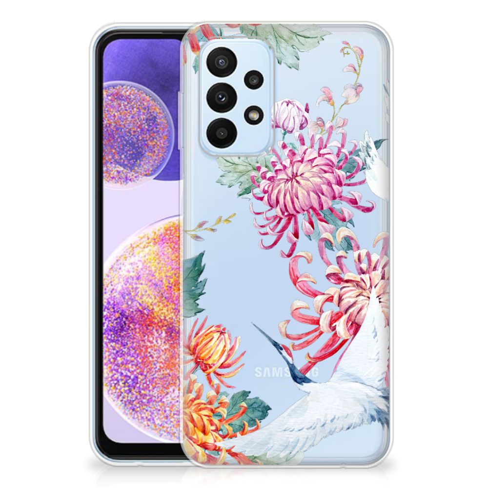 Samsung Galaxy A23 TPU Hoesje Bird Flowers