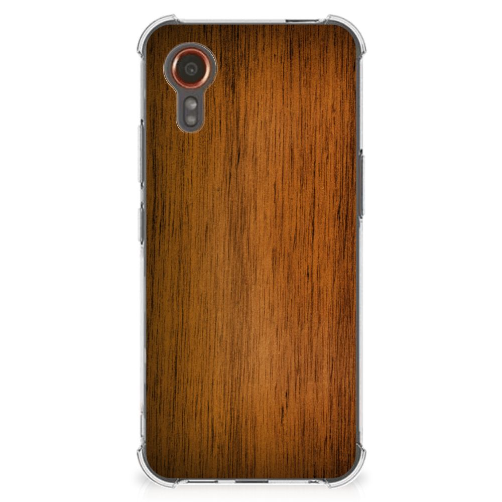 Samsung Galaxy Xcover 7 Stevig Telefoonhoesje Donker Hout
