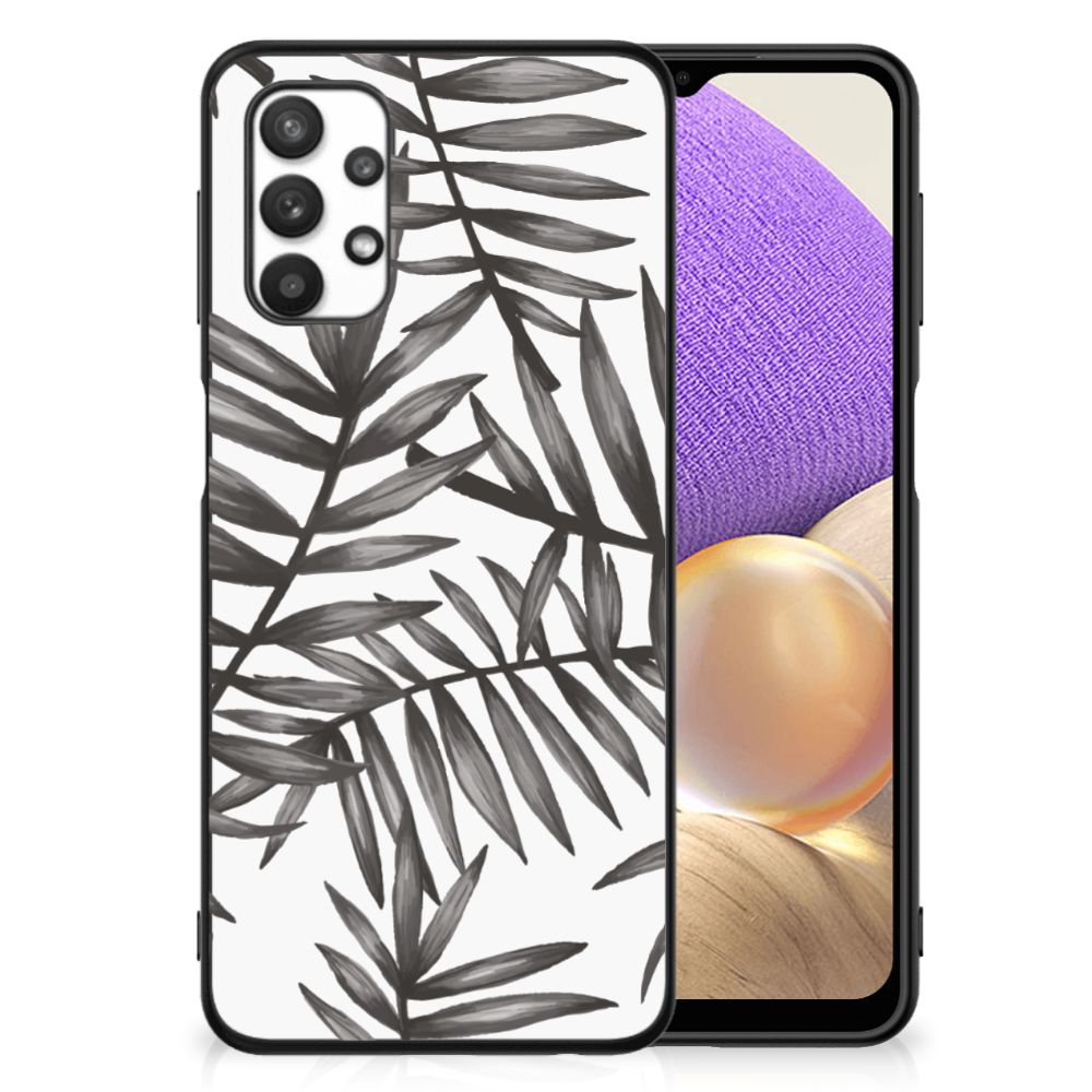 Samsung Galaxy A32 5G Bloemen Hoesje Leaves Grey B2C Telecom