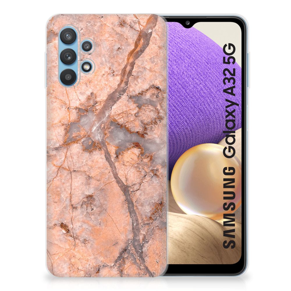 Samsung Galaxy A32 5G TPU Siliconen Hoesje Marmer Oranje B2C Telecom
