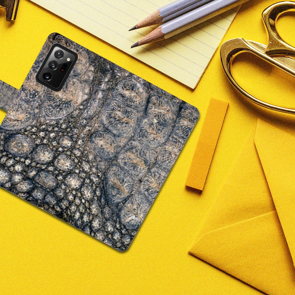 Samsung Galaxy Note20 Ultra Telefoonhoesje met Pasjes Krokodillenprint