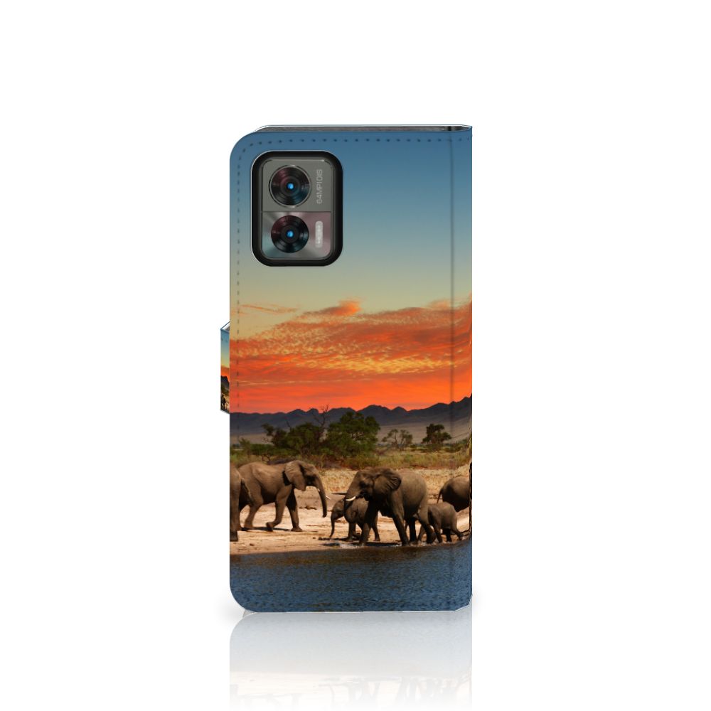 Motorola Edge 30 Neo Telefoonhoesje met Pasjes Olifanten