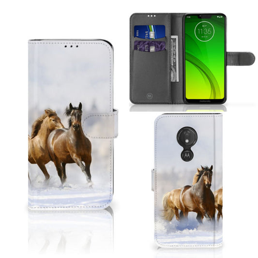 Motorola Moto G7 Power Telefoonhoesje met Pasjes Paarden