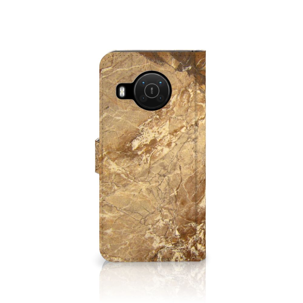 Nokia X10 | Nokia X20 Bookcase Marmer Creme met luxe marmerdesign en robuuste bescherming voor je telefoon.
