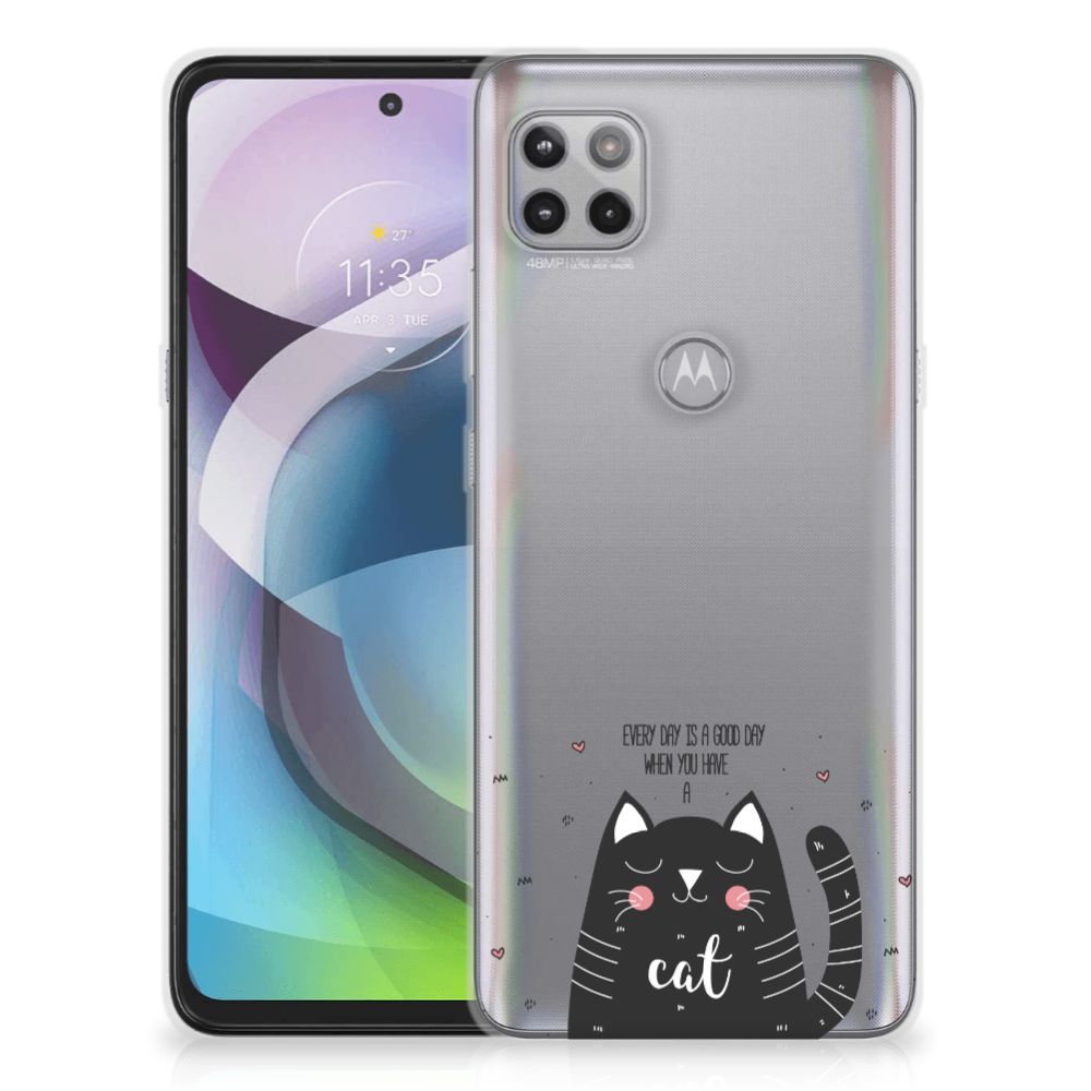 Motorola Moto G 5G Telefoonhoesje met Naam Cat Good Day B2C Telecom