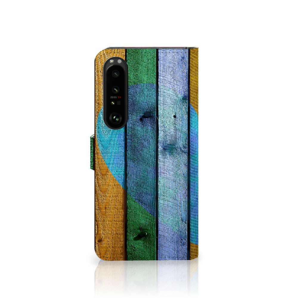 Sony Xperia 1 IV Book Style Case Wood Heart - Cadeau voor je Vriend