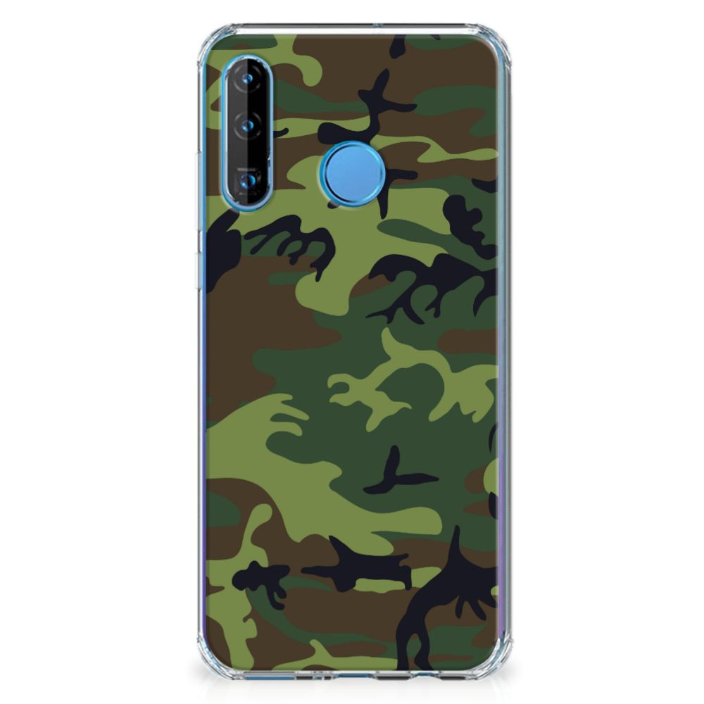 Huawei P30 Lite Doorzichtige Silicone Hoesje Army Dark