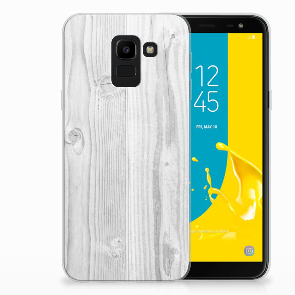 Samsung Galaxy J6 2018 Bumper Hoesje White Wood