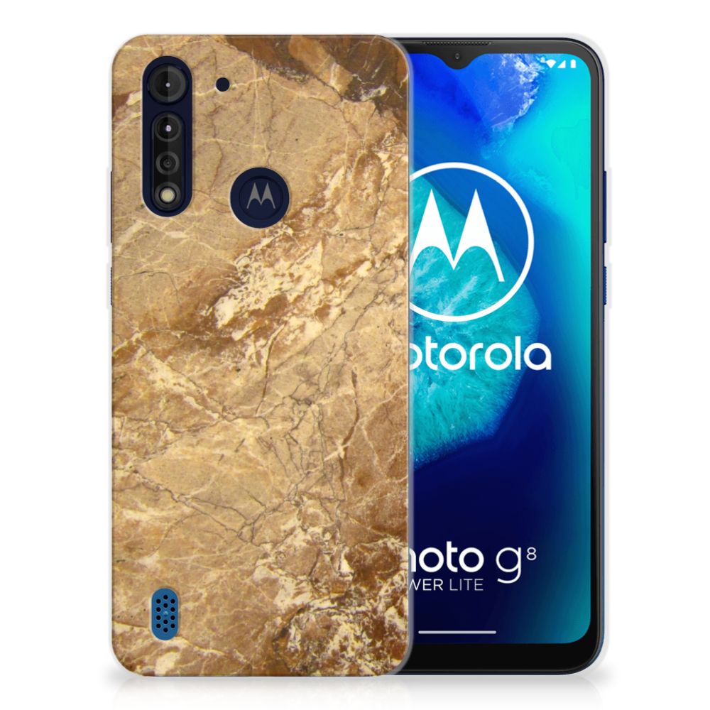 Motorola Moto G8 Power Lite TPU Siliconen Hoesje Marmer Creme B2C Telecom