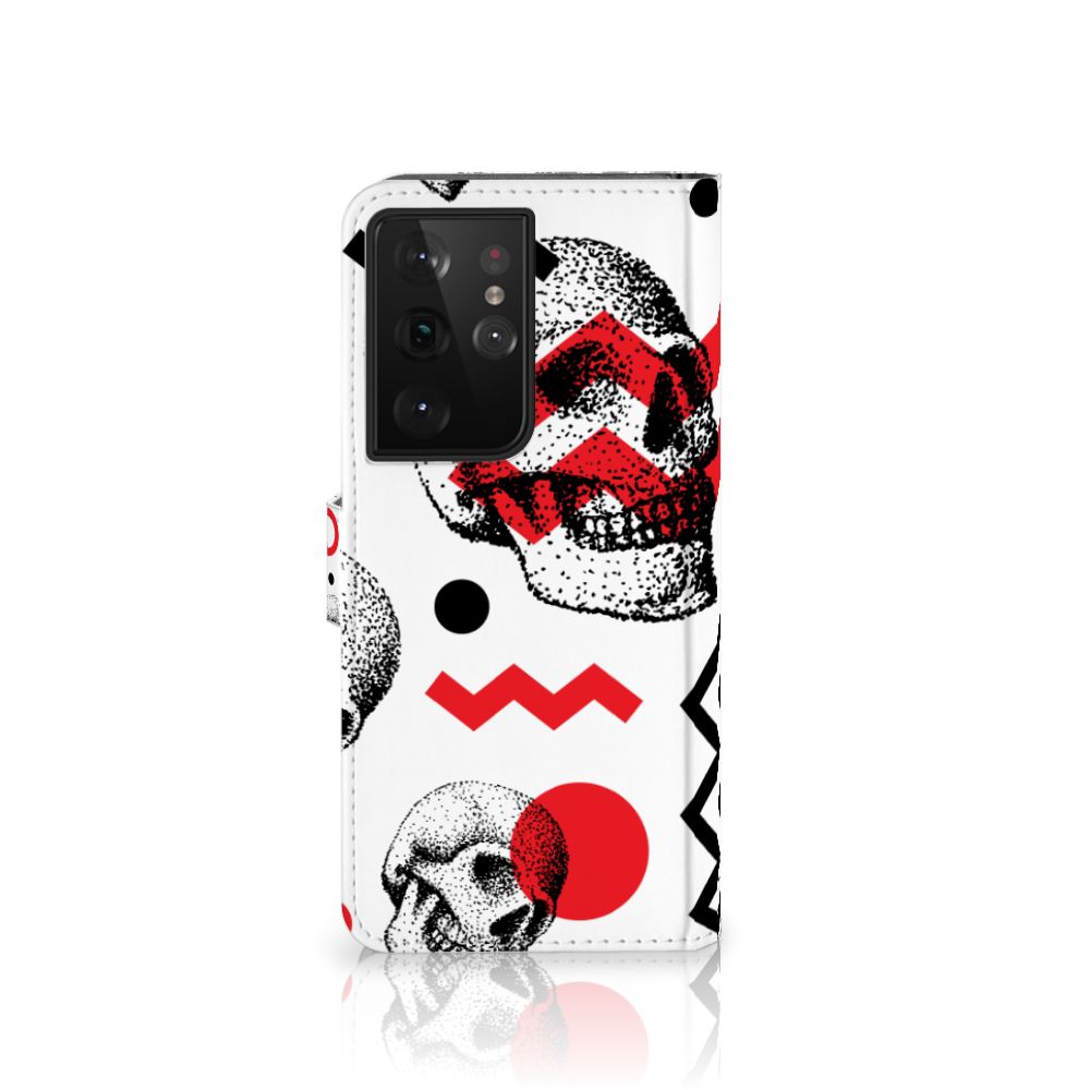 Telefoonhoesje met Naam Samsung Galaxy S21 Ultra Skull Red