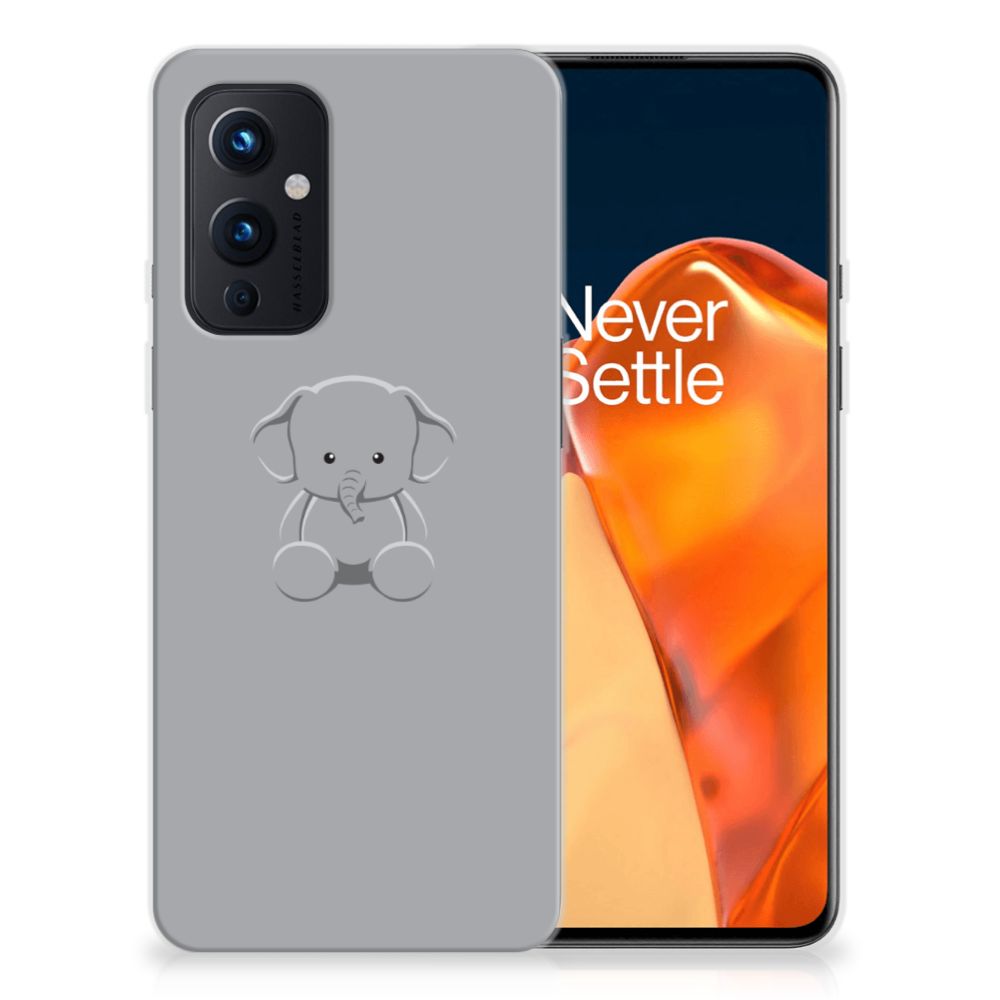 OnePlus 9 Telefoonhoesje met Naam Grijs Baby Olifant