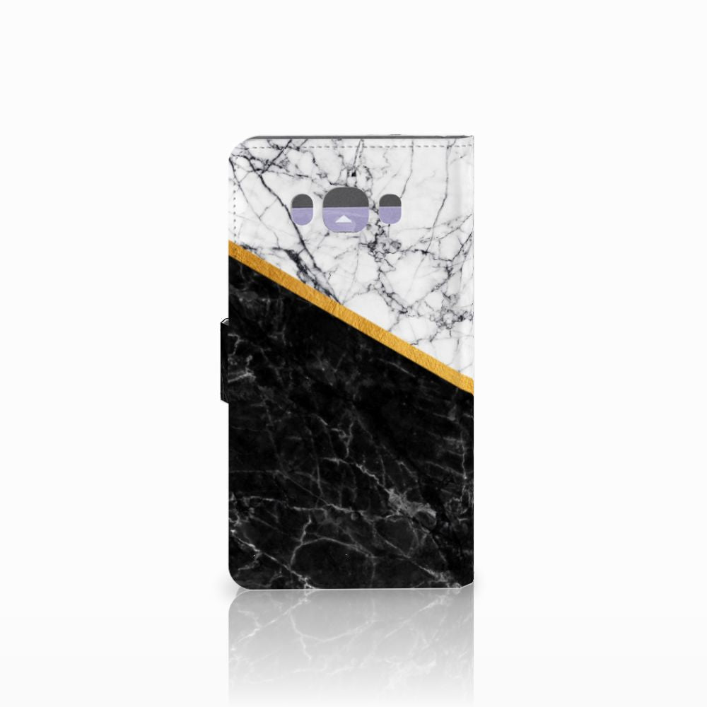 Samsung Galaxy J7 2016 Bookcase Marmer Wit Zwart - Origineel Cadeau Man