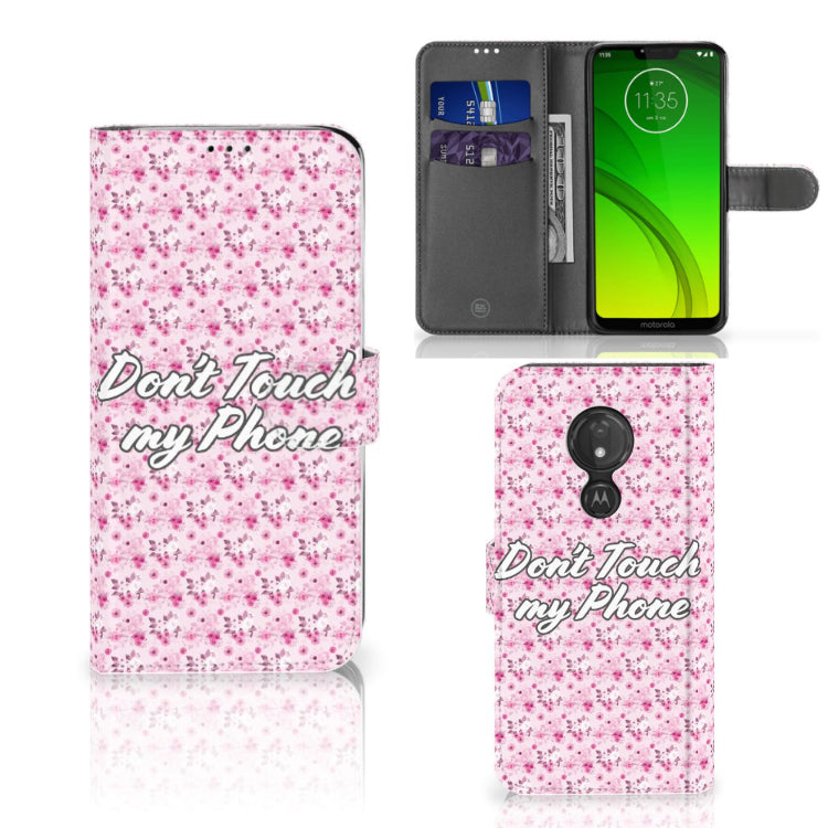 Motorola Moto G7 Power Portemonnee Hoesje Flowers Pink DTMP