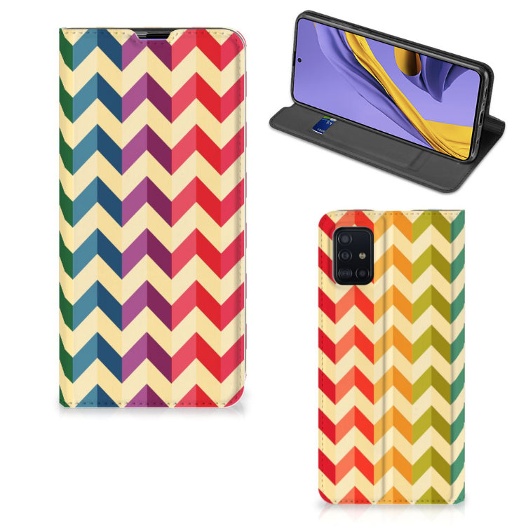 Samsung Galaxy A51 Hoesje met Magneet Zigzag Multi Color