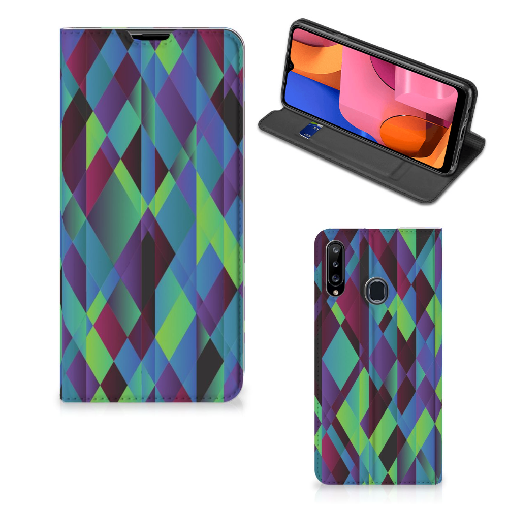 Samsung Galaxy A20s Stand Case Abstract Green Blue - B2C Telecom