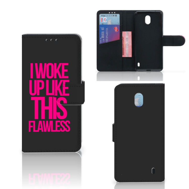 Nokia 1 Plus Hoesje met naam Woke Up - Origineel Cadeau Zelf Maken