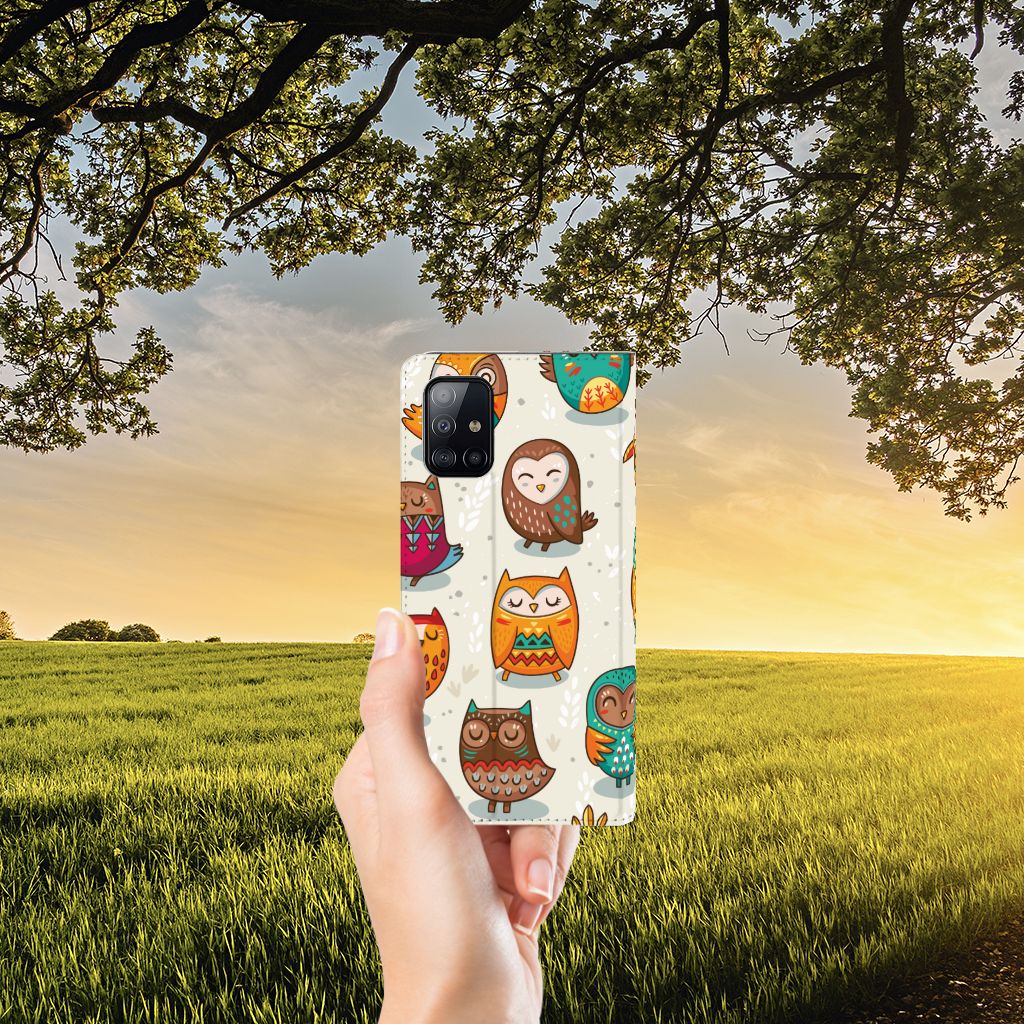 Samsung Galaxy A71 Hoesje maken Vrolijke Uilen - B2C Telecom