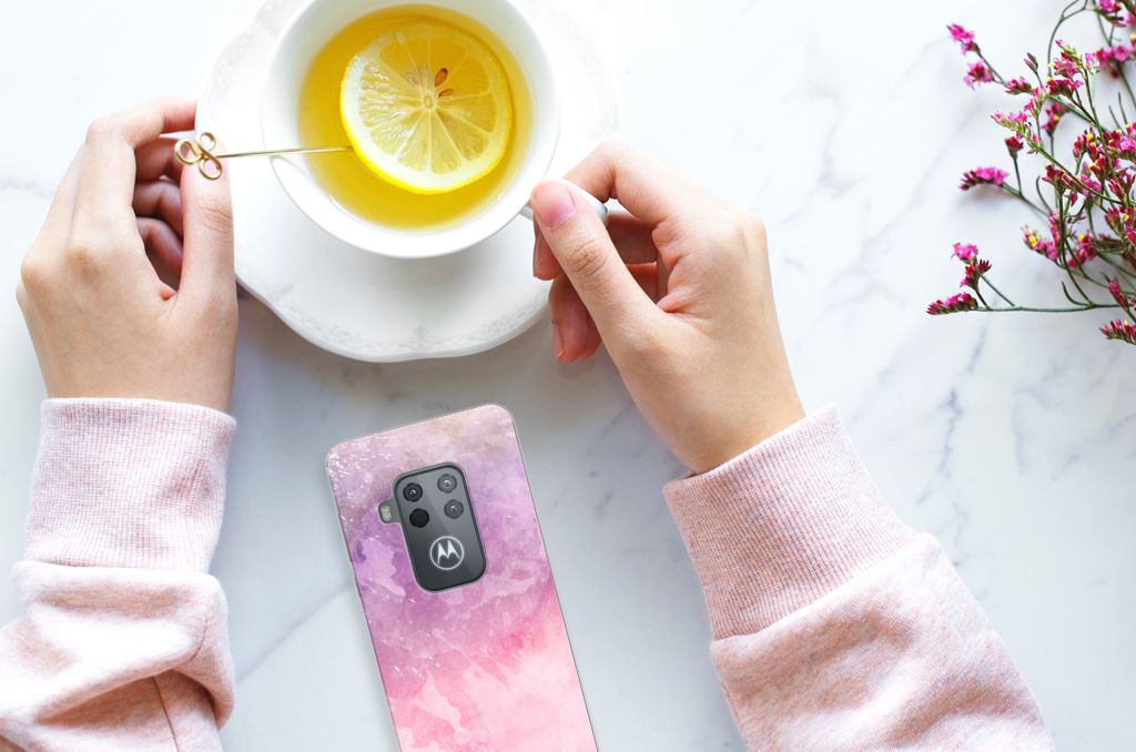 Hoesje maken Motorola One Zoom Pink Purple Paint