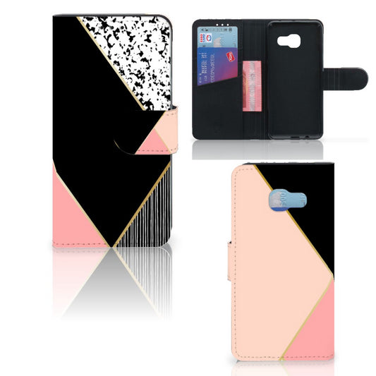 Samsung Galaxy A3 2017 Book Case Zwart Roze Vormen