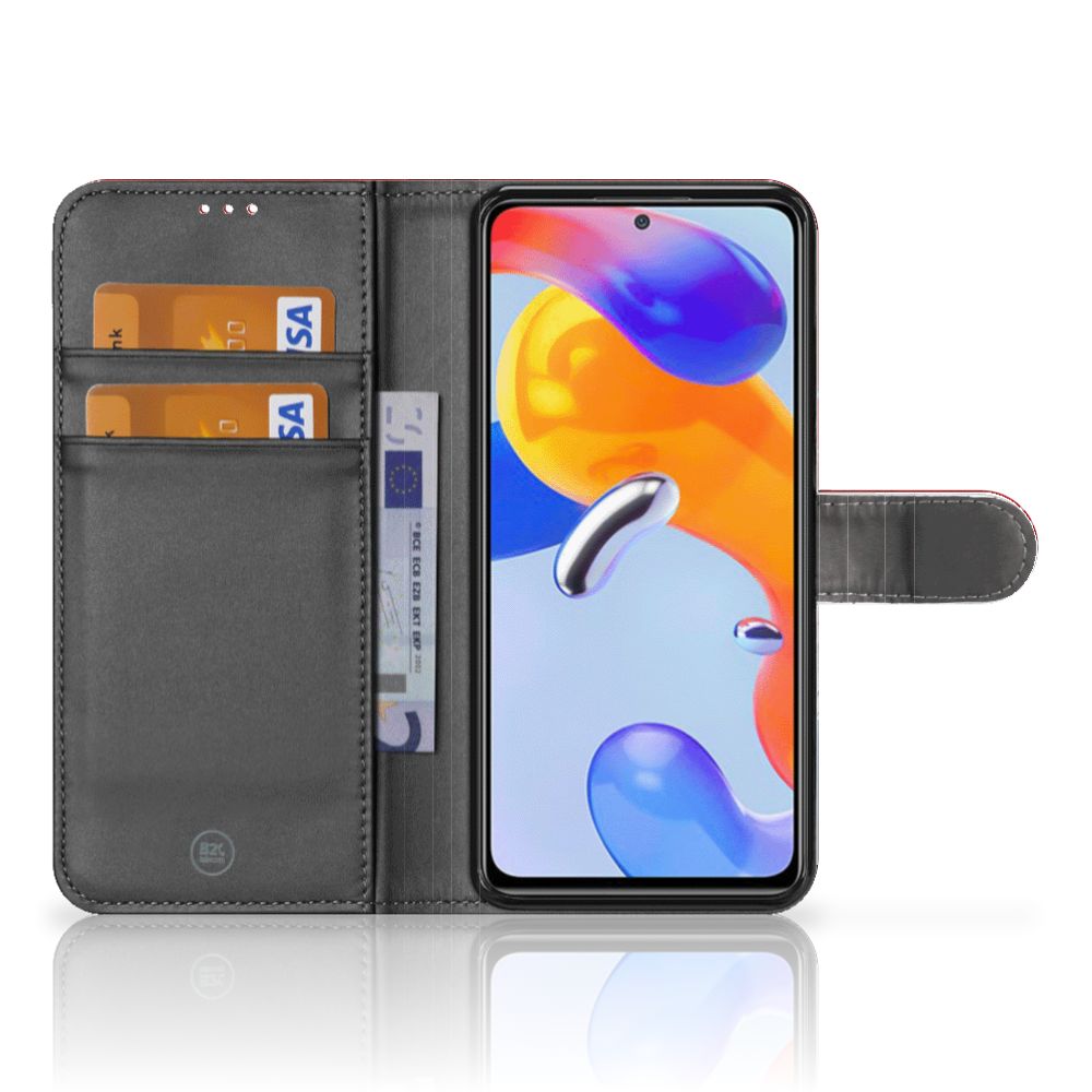 Xiaomi Redmi Note 11 Pro 5G/4G Bookstyle Case Nederland open view with credit card slots and phone display.