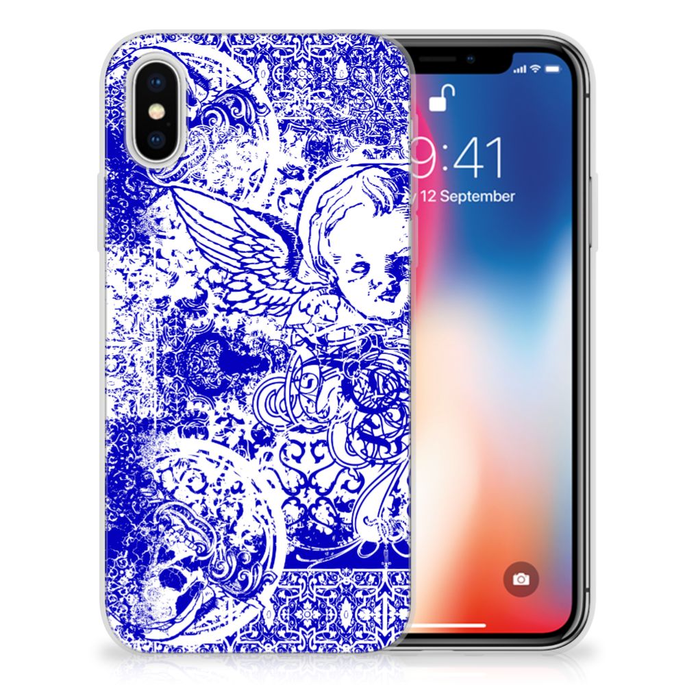 Silicone Back Case Apple iPhone X | Xs Angel Skull Blauw