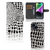 iPhone 15 Telefoonhoesje met Pasjes Slangenprint in zwart-wit design met magnetische sluiting.