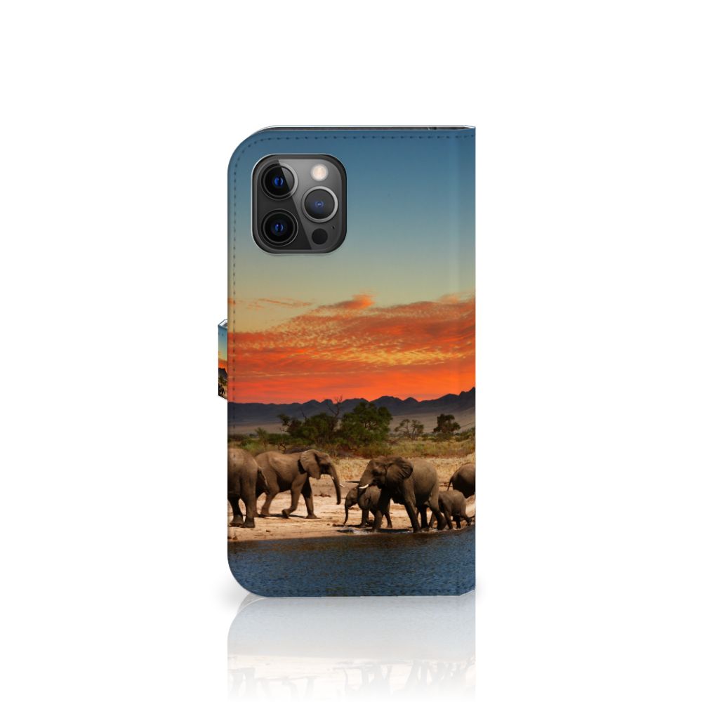 Apple iPhone 12 Pro Max Telefoonhoesje met Pasjes Olifanten