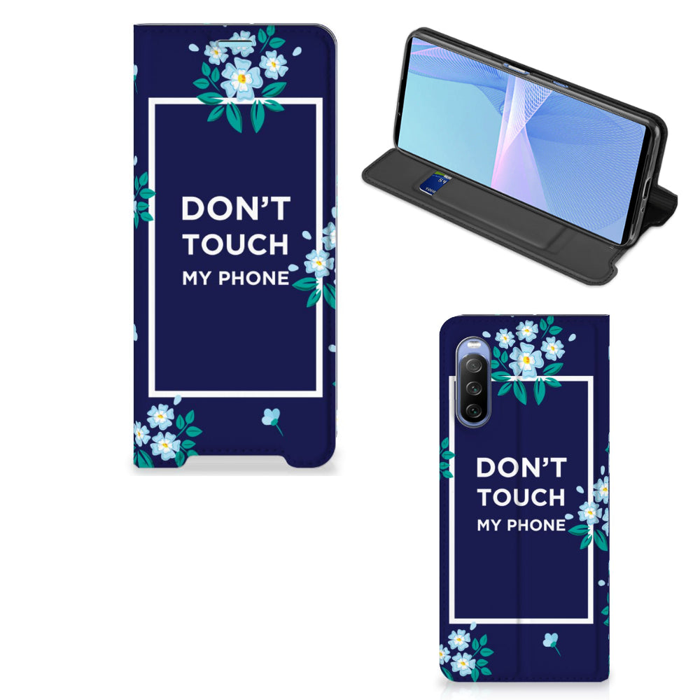 Sony Xperia 10 III Design Case Flowers Blue DTMP