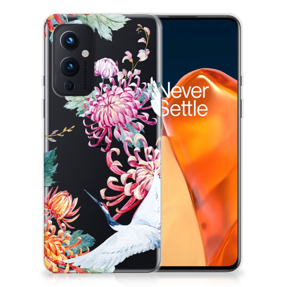 OnePlus 9 TPU Hoesje Bird Flowers