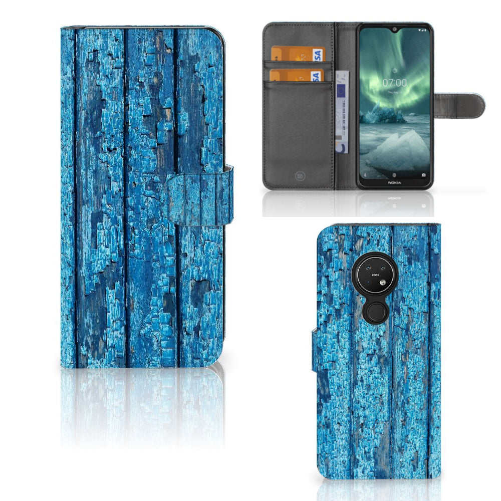 Nokia 7.2 | Nokia 6.2 Book Style Case Wood Blue