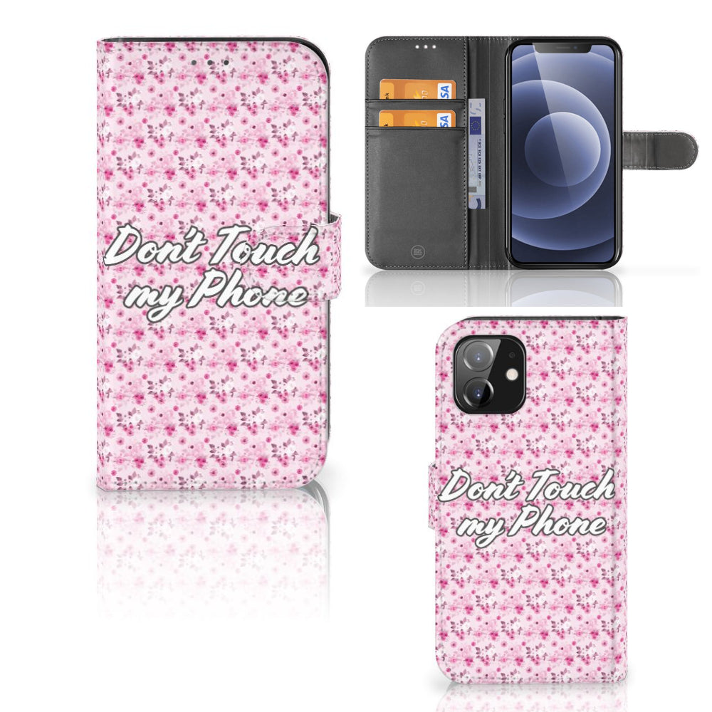 iPhone 12 | 12 Pro (6.1") Portemonnee Hoesje Flowers Pink DTMP