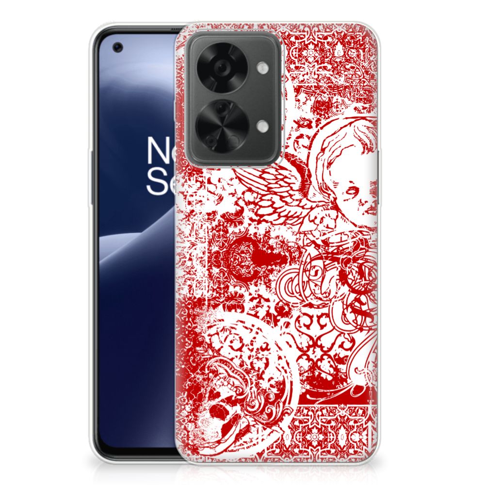 Silicone Back Case OnePlus Nord 2T Angel Skull Rood B2C Telecom