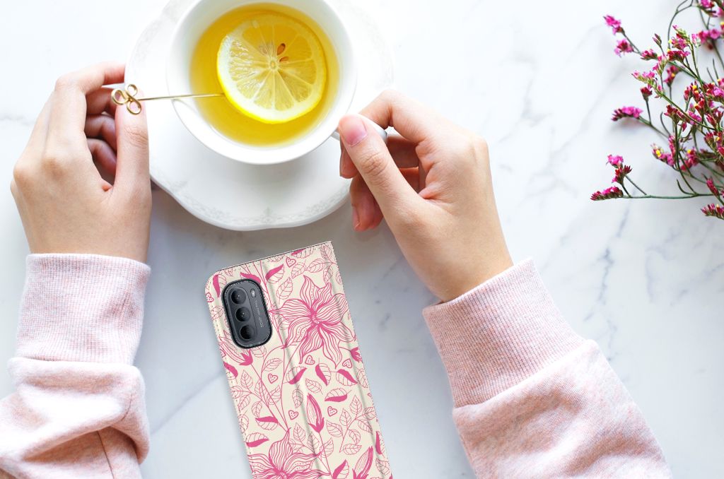 Motorola Moto G31 | G41 Smart Cover Pink Flowers - B2C Telecom