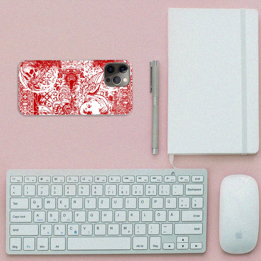 Silicone Back Case iPhone 12 Pro Max Angel Skull Rood B2C Telecom