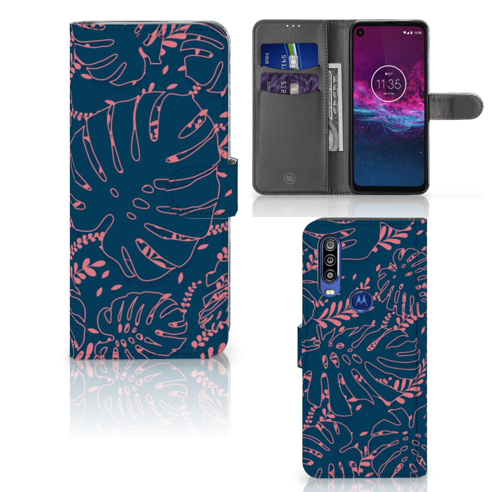 Motorola One Action Hoesje Palm Leaves