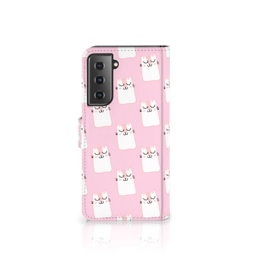 Samsung Galaxy S21 Telefoonhoesje met Pasjes Sleeping Cats
