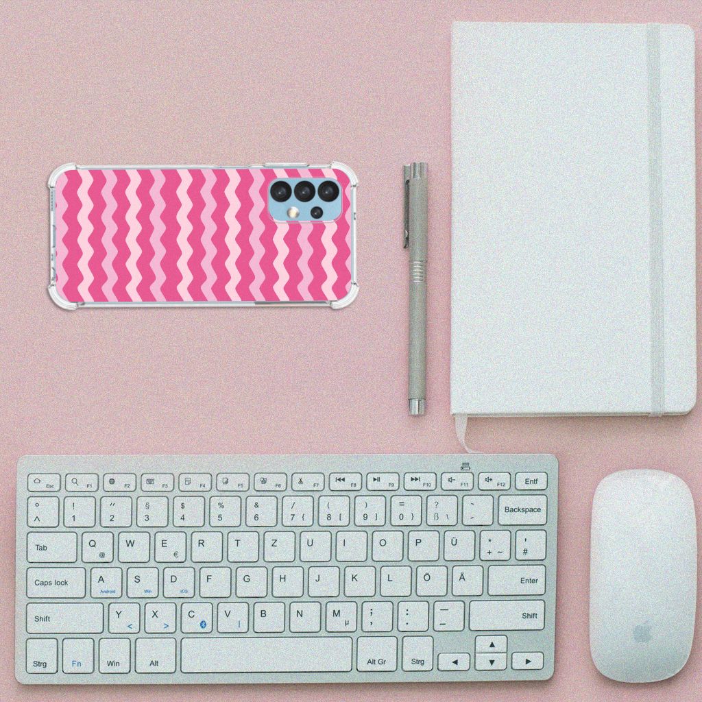 Samsung Galaxy A13 (4G) Doorzichtige Silicone Hoesje Waves Pink B2C Telecom