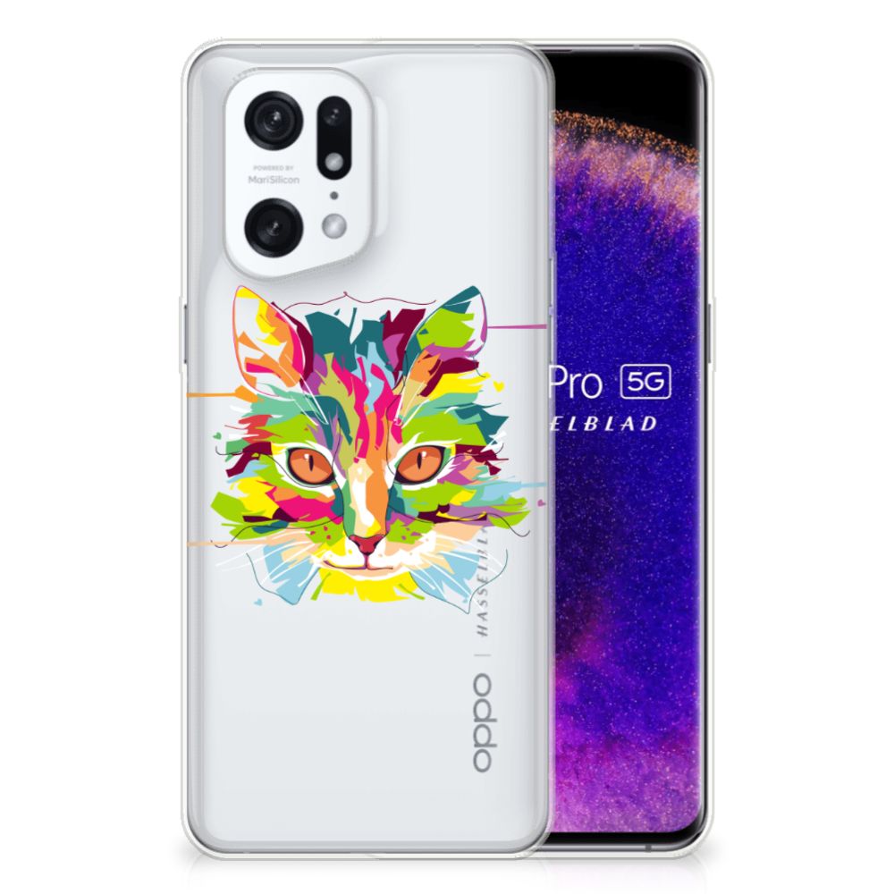 OPPO Find X5 Pro Telefoonhoesje met Naam Cat Color