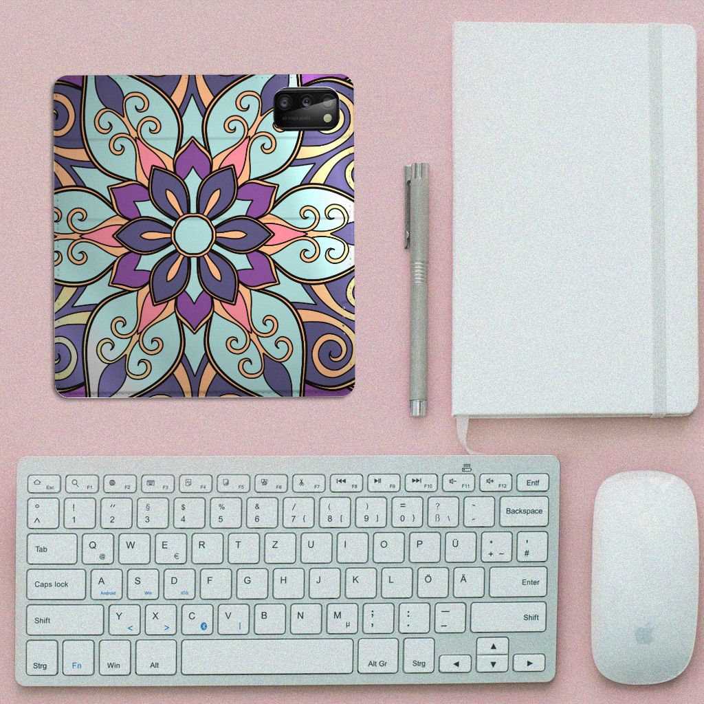 Samsung Galaxy A41 Smart Cover Purple Flower - B2C Telecom